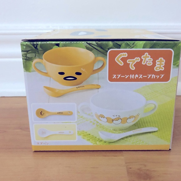 New Sanrio Gudetama White Soup Cup with Spoon - Picture 3 of 4